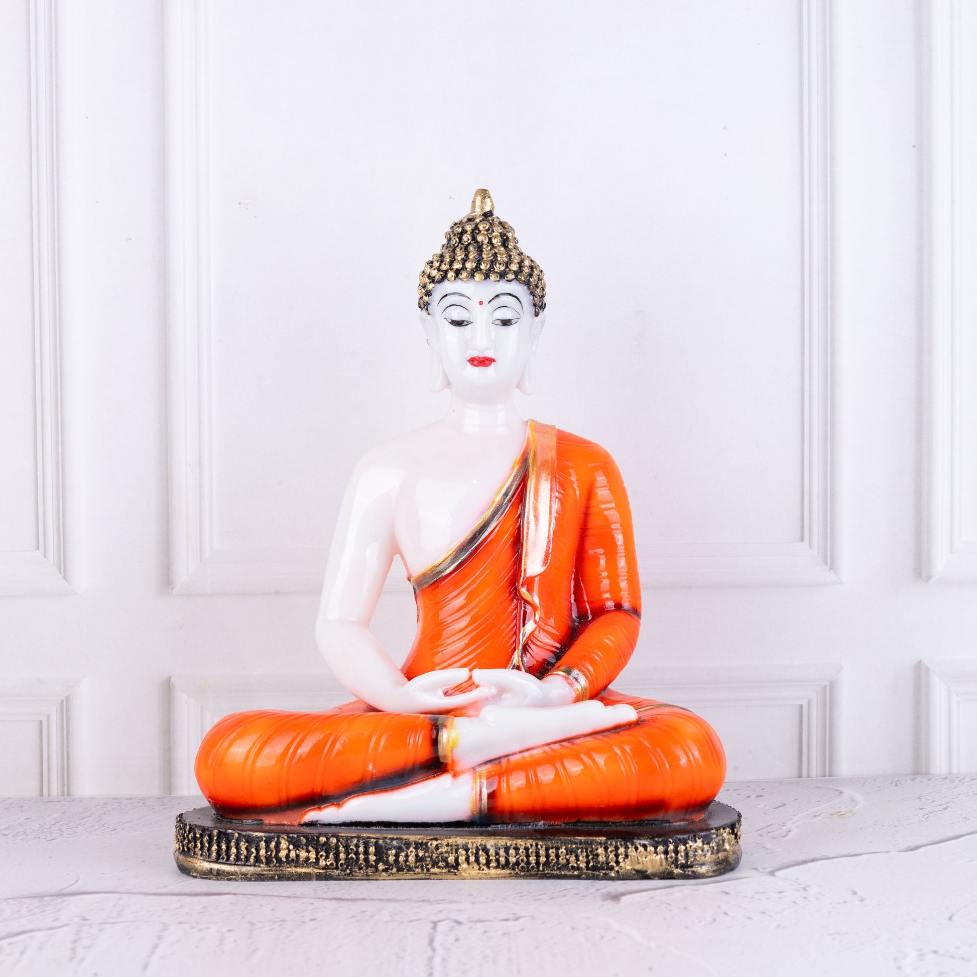 White marble dust meditating buddha statue- 1 feet